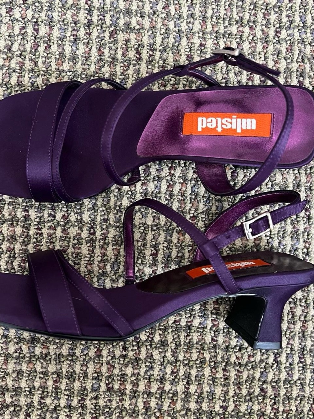 Y2K Unlisted Purple Satin Strappy Kitten Heels